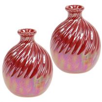 Vaas, mini vaas parelmoer rood Ø7.5cm H10cm 6st