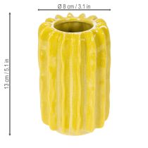 Artikel Cactus keramische vaas, gegroefde structuur, modern woondesign, 13 cm, 4 stuks