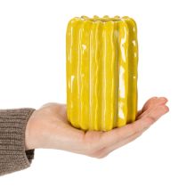 Artikel Cactus keramische vaas, gegroefd ontwerp voor een moderne inrichting, 13 cm, 4 stuks