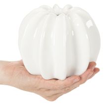 Artikel Pompoenvormige keramische vaas, wit, woondecoratie, 15 cm