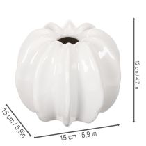 Artikel Pompoenvormige keramische vaas, wit, woondecoratie, 15 cm