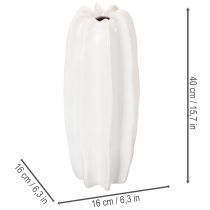 Artikel Geribbelde vaas, moderne keramische vaas voor droogbloemen, 40 cm