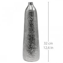 Artikel Siervaas metaal gehamerd bloemenvaas zilver Ø9,5cm H32cm