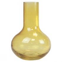 Vaas gele glazen vaas bolvormige bloemenvaas glas Ø10,5cm H15cm