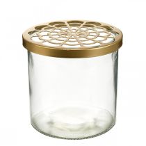 Glazen vaas met insteekdeksel, insteekrooster, tafelvaas met insteekhulp H10cm Ø10cm