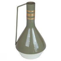 Artikel Vintage decoratieve metalen kan met handvat in grijs en goud, Ø18cm H33cm, ideaal voor droogbloemen en kunstplanten