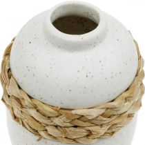 Artikel Bloemenvaas wit keramiek en zeegras vaas zomerdecoratie H17.5cm