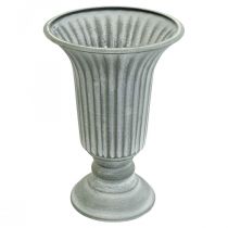 Deco vaas vintage kopvaas bekervaas grijs H21,5cm Ø15cm