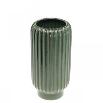 Artikel Keramische vaas, tafeldecoratie, gecanneleerde decoratieve vaas groen, bruin Ø10.5cm H21.5cm