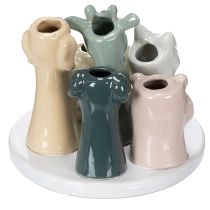 Artikel Decoratieve vaas met dierenfiguurtjes, perfect voor een speelse kamerinrichting, 13 cm