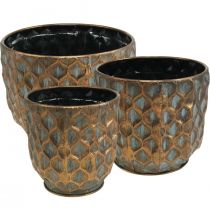 Vintage bloempot cachepot koperkleurig Ø22/28/35cm set van 3