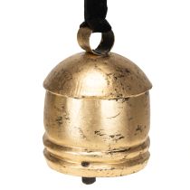 Artikel Vintage bel goud met zwart fluwelen lint H15cm