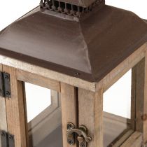 Artikel Vintage lantaarn donkerbruine houten lantaarn 15×15cm H26cm