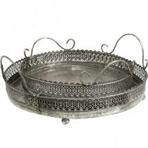 Artikel Vintage dienblad, sier dienblad zilver, kaarsen dienblad H6cm Ø31/24cm set van 2