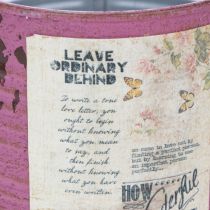 Artikel Vintage plantenbak, decoratieve paarse metalen doos, zomerdecoratie Ø11cm H10.5cm