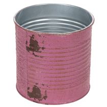 Artikel Vintage plantenbak, decoratieve paarse metalen doos, zomerdecoratie Ø11cm H10.5cm