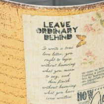 Artikel Bloempot/blik in vintage-stijl met opschrift voor binnendecoratie, 11 cm, 3 stuks