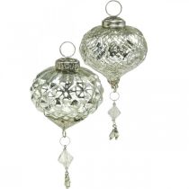 Artikel Vintage kerstboomversiering glasdecoratie H14/14,5cm 2st