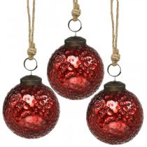 Vintage kerstballen glas kerstballen rood Ø8cm 4st