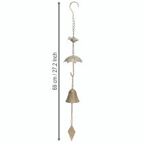 Artikel Vintage windgong metalen decoratie met paraplu en bel 70cm