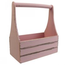 Artikel Vintage bloembak houten plantenbak roze 28×14×31cm