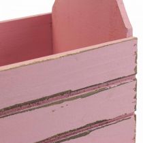 Artikel Vintage bloembak houten plantenbak roze 28×14×31cm