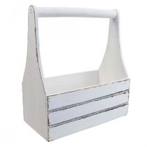 Vintage bloembak houten plantenbak wit 28×14×31cm