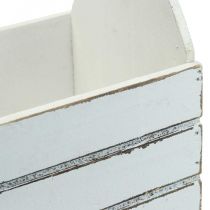 Vintage bloembak houten plantenbak wit 28×14×31cm