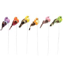 Artikel Kunstmatige vogel met draad om mee te knutselen, kleurrijke decoratie voor elk seizoen, 8 cm, 12 stuks