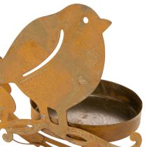 Artikel Decoratieve theelichthouder met vogelmotief en bloemmotief, roestkleurige look, 24 x 27 x 6 cm