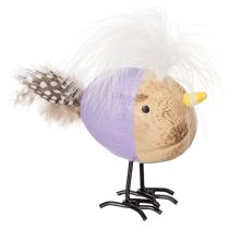Artikel Decoratieve houten vogel met veren en een kleurrijk lijfje voor tafeldecoratie, 10 cm, 6 stuks