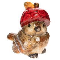 Artikel Decoratief vogelbeeldje met rode appelmuts, herfstdecoratie, 13 cm