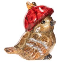 Artikel Decoratief vogelbeeldje met rode appelmuts, herfstdecoratie, 13 cm