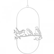 Artikel Vogel deco raamdecoratie lente, metaal wit H37.5cm 2st