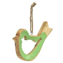Artikel Vogeldecoratie houten decoratieve hanger groen naturel 15,5x1,5x16cm
