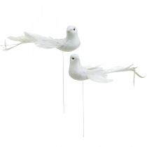 Artikel Witte duiven, bruiloft, decoratieve duiven, vogels op draad H6cm 6st