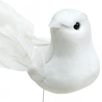 Witte duiven, bruiloft, decoratieve duiven, vogels op draad H6cm 6st