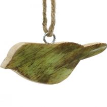 Vogels om op te hangen, lentedecoratie, houten hanger natuur, groen H4cm 6st