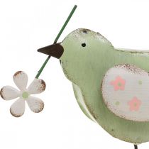 Sierfiguur vogel met bloem lentedecoratie vintage metaal 19.5cm