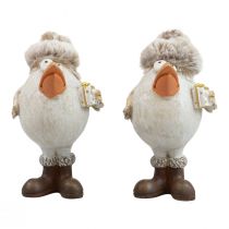 Artikel Kerstfiguren vogel met hoed beige 11,5x8x14cm 2st