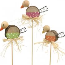 Artikel Vogel bloem stok hout lente decoratie decoratieve vogel op stok 8cm 12st