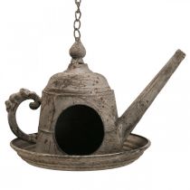 Decoratief vogelhuisje vintage sierkan metaal om op te hangen H51cm
