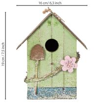 Artikel Vogelhuisje met bloemversiering, romantische decoratie voor een landhuis, 19 cm
