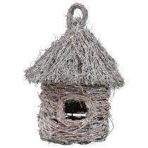 Decoratief vogelhuis hout metaal decoratieve boomhut Ø17cm H26cm