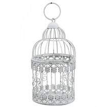 Deco Volière Shabby Witte Vogelkooi Metaal Decoratie Ø10cm H17cm