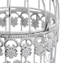 Deco Volière Shabby Witte Vogelkooi Metaal Decoratie Ø10cm H17cm