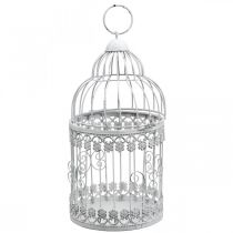 Vogelkooi om op te hangen, decoratieve volière, metalen decoratie, shabby chic wit Ø12.5cm H25cm