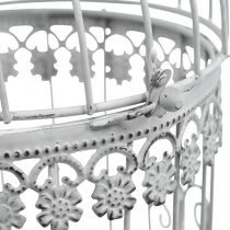 Vogelkooi om op te hangen, decoratieve volière, metalen decoratie, shabby chic wit Ø12.5cm H25cm