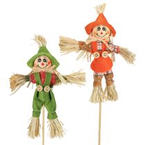 Artikel Vogelverschrikker bloemenstekers groen oranje H16cm 16 stuks