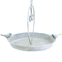 Artikel Vogelbad Metaal Decoratie Hart Wit Blauw Hangend Ø21.5cm
